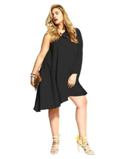 Plus Size Black Off Shoulder Women's Party Dress