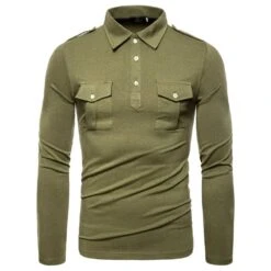 Button Pockets Polo Neck Plain Casual Men's Polo Shirt -Rountine Shop 9f0dcbcd 4a86 4ffa b26a 8837eed65281