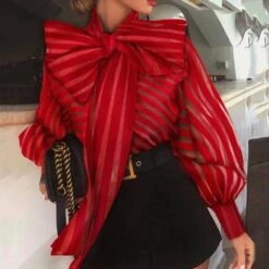 Bowknot Turtleneck Standard Women's Fashion Blouse