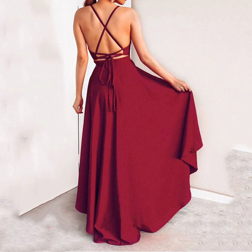Asymmetric V-Neck Floor-Length Sleeveless Women's Maxi Dress 7 Asymmetric V-Neck Floor-Length Sleeveless Women's Maxi Dress - Image 7