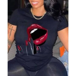 Standard Short Sleeve Cartoon Round Neck Summer Women's T-Shirt