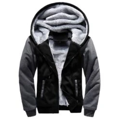 Color Block Cardigan Pocket Fleece Zipper Men's Hoodies