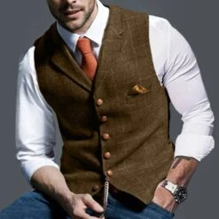 Notched Lapel Button Color Block Single-Breasted Men's Waistcoat -Rountine Shop b14f0ee3 8a69 4821 a349 45c30f102189
