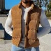 Plain Thick Pocket Stand Collar Casual Men's Waistcoat