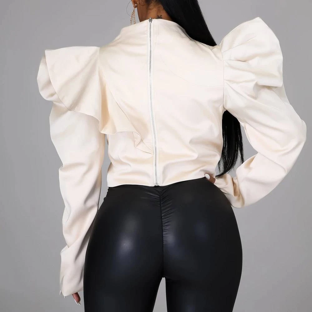 Stand Collar Plain Patchwork Long Sleeve Pullover Women's Blouse 4 Stand Collar Plain Patchwork Long Sleeve Pullover Women's Blouse - Image 4