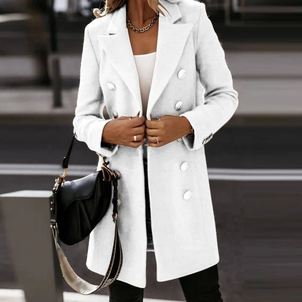 Regular Straight Double-Breasted Button Mid-Length Women's Overcoat 1 Regular Straight Double-Breasted Button Mid-Length Women's Overcoat