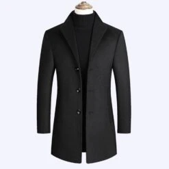 Slim Plain Mid-Length Lapel Fall Men's Coat