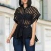 Plain See-Through Women's Blouse