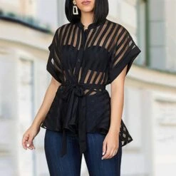 Plain See-Through Women's Blouse