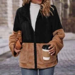 Fleece Zipper Long Sleeve Straight Winter Women's Jacket