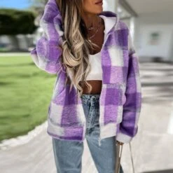 Long Sleeve Zipper Loose Regular Shacket Women's Jacket