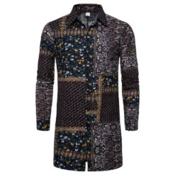 Floral Print Casual Lapel Single-Breasted Long Sleeves Men's Shirt