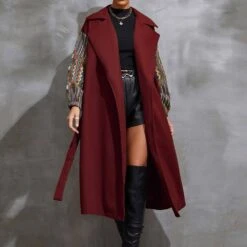 Loose Long Patchwork Office Lady Winter Women's Overcoat