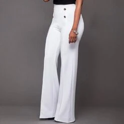 Plain Slim Button Full Length Women's Casual Pants -Rountine Shop d39f716e c4b8 4a61 88d0 6942daff75bf