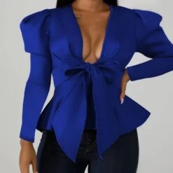 Bowknot Plain Long Sleeve Women's Blouse -Rountine Shop e02033a1 d86a 423d ad5d 1ef39a3b2341