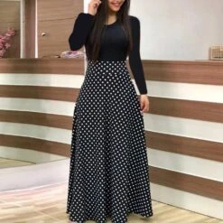 Round Neck Long Sleeve Print Expansion Women's Day Dress -Rountine Shop e1586817 4e54 48ed 92f0 6deb17e89140