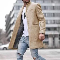 Mid-Length Pocket Plain Men's Coat -Rountine Shop e1eb0490 311e 4c65 baa5 613118f98833