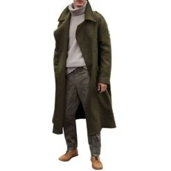 Plain Long Lapel Casual Men's Coat