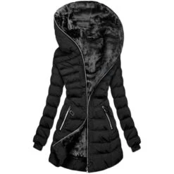 Slim Zipper Zipper Mid-Length Women's Cotton Padded Overcoats