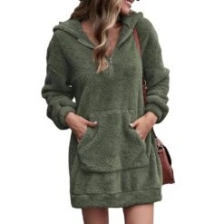 Long Sleeves Pocket Plain Mid-Length Pullover Hooded Women's Hoodie -Rountine Shop edb72af0 bda0 4fa1 b0cb bce25f6838bd