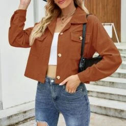 Loose Long Sleeve Single-Breasted Lapel Short Women's Jacket -Rountine Shop f21e20c4 ed33 4ecb 94b6 edfa604f989d