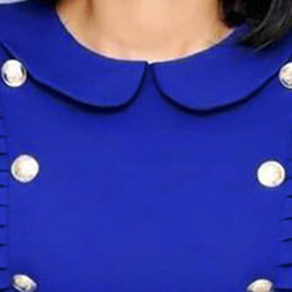 Pleated Peter Pan Collar Short Sleeve Regular Women's Day Dress 8 Pleated Peter Pan Collar Short Sleeve Regular Women's Day Dress - Image 8