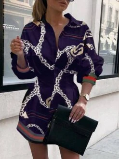 Button Print Slim Lapel Mid-Length Women's Blouse Shirt -Rountine Shop f4625d80 434e 4a75 993c e36d121f1e65