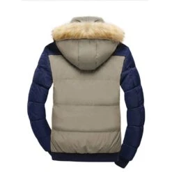 Polyester Faux Fur Contrast Color Men's Cotton Coat With Hat -Rountine Shop f4707b6e 6a67 4833 9664 d8437c6d61cb