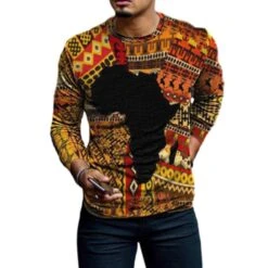 Fashion Round Neck Casual Print Long Sleeve Men's T-shirt