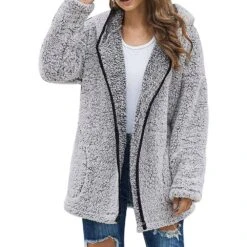 Casual Fleece Patchwork Zipper Hooded Women's Hoodie -Rountine Shop fc30615d e72d 4981 867f 616774e6ece5