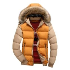 Color Block Patchwork Hooded Casual Men's Down Jacket -Rountine Shop ff313960 746d 4ac1 adbe f1b653a038d3