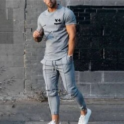 Plain Pants Sports Fall Men's Outfit