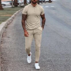 Casual Zipper T-Shirt Plain Summer Men's Outfit -Rountine Shop 2214fc06 0537 481e 9486 1105bfee483b