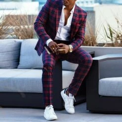 Print Fashion Jacket Plaid Ankle Length Winter Men's Outfit