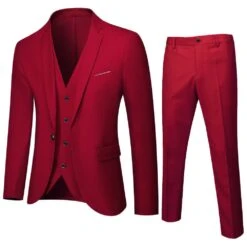 Full Length Pants Plain One Button Men's Dress Suit