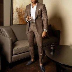 Fashion Blazer Pants Plain Men's Dress Suit